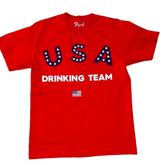 Port Authority Other - Port Long Beach USA Drinking Team short sleeve t-shirt red Unisex size medium